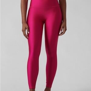 Athleta Elation Shine Tight bright barbie pink athletic leggings size L